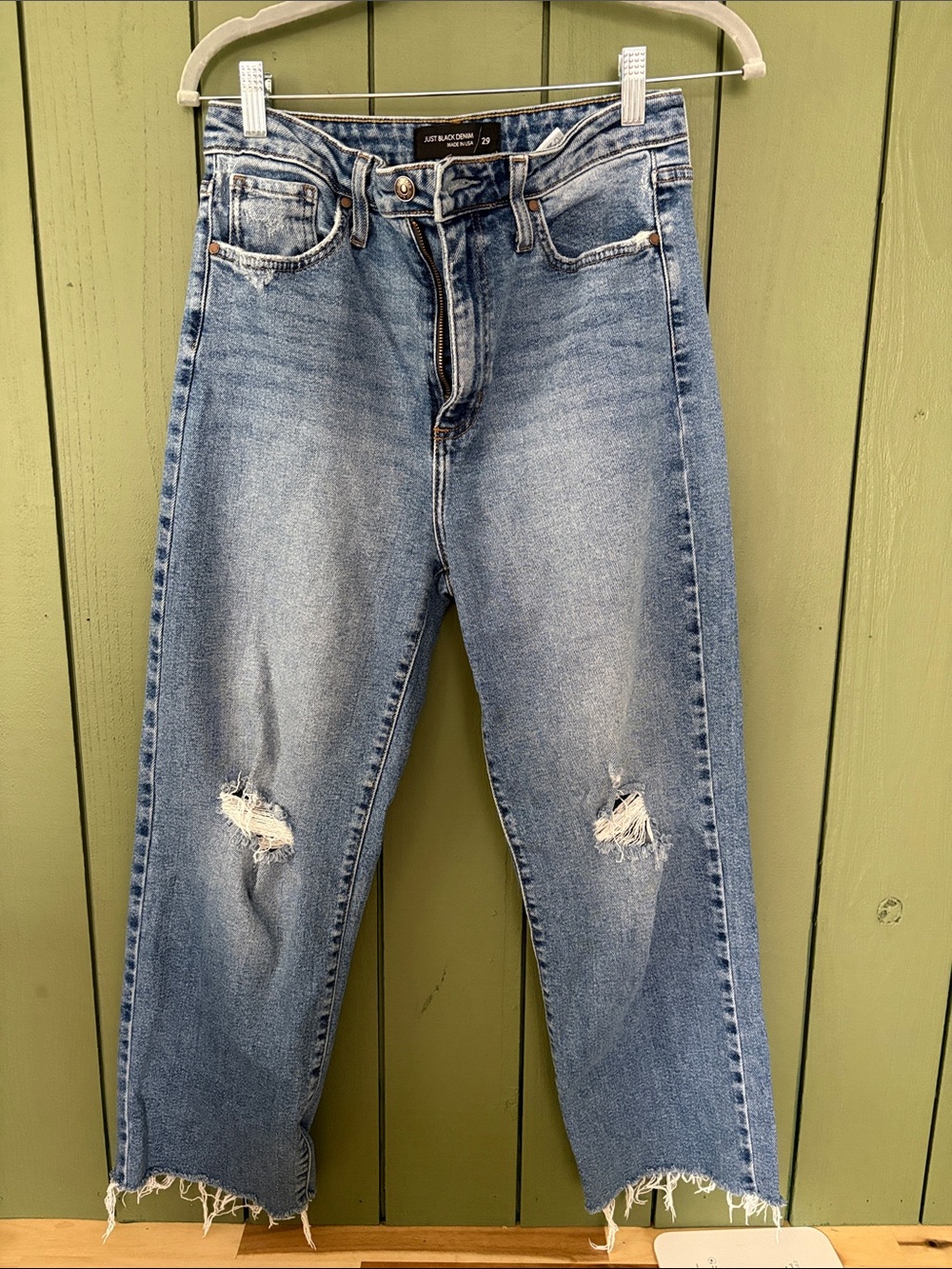 Just Black Light Blue Distressed Cropped Jeans